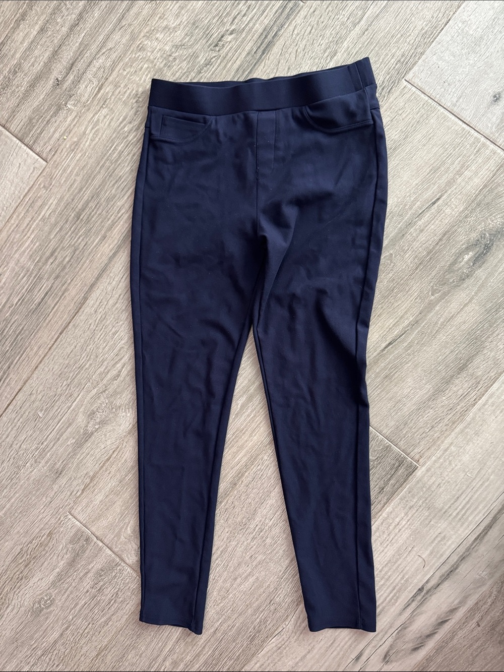 Kay Unger Navy Slim Ponte Ankle Pants